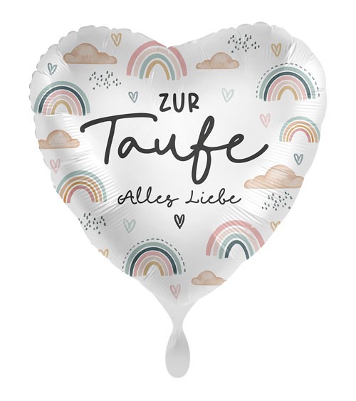 Herz-Folienballon "Zur Taufe alles Liebe" - 43 cm