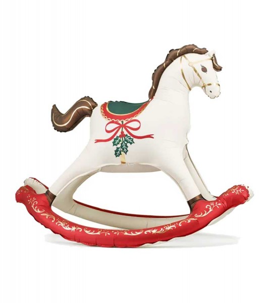 Stehender Folienballon "Christmas Rocking Horse" - 118 x 104 cm