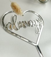 Dein Cake-Topper "Herz" aus Acrylspiegel - Wunschtext