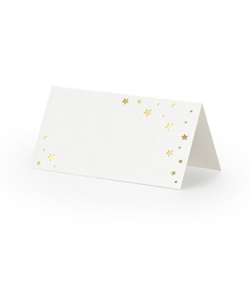 Platzkarten mit Sternen - weiß/gold - 10 Stück