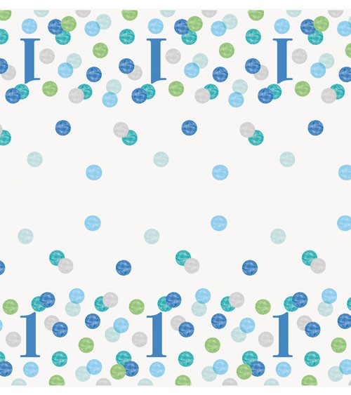 Kunststoff-Tischdecke "1. Geburtstag - blau/pastell" - 137 x 213 cm