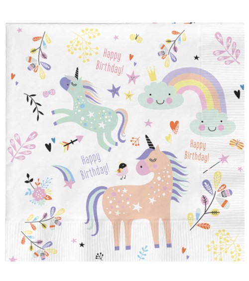 Servietten "Unicorn & Rainbow" - 20 Stück