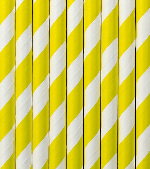 Papierstrohhalme gestreift - gelb - 10 Stück