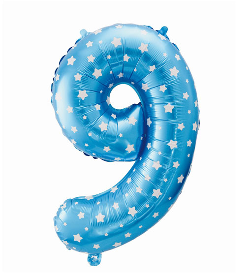 blau 35cm Folieballon zum 2 Geburtstag Zahl 2 in Stern 