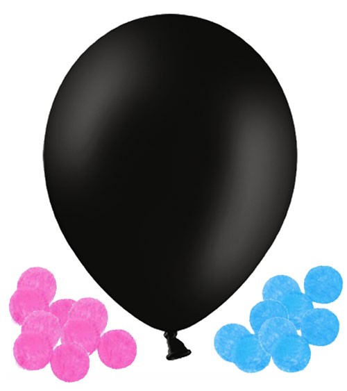 Schwarzer Riesenballon mit Konfetti "Gender Reveal" - 60,9 cm