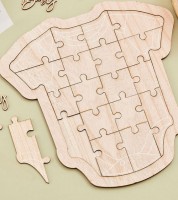 Puzzle-Gästebuch "Babybody" aus Holz - 31,5 x 32,7 cm