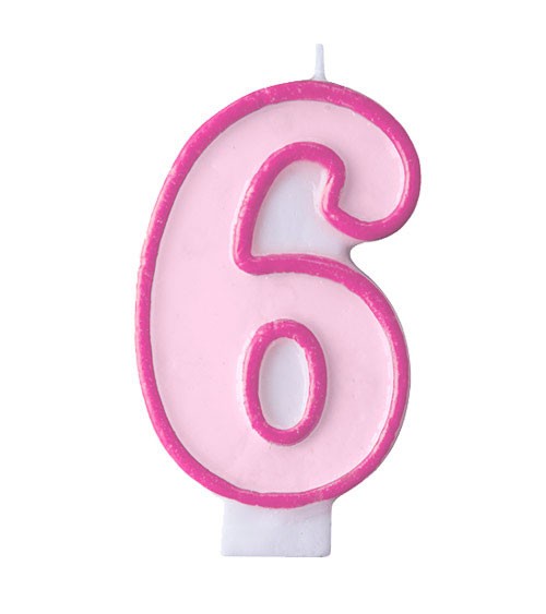 Geburtstagskerze "6" - rosa/pink