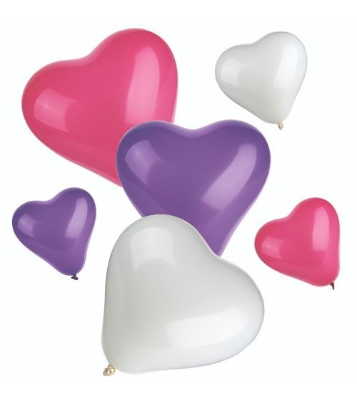 Herz-Luftballon-Set - lila/pink/weiß - 12-teilig