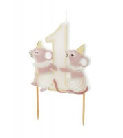 Kuchenkerze "1" mit Mäusen - 7,5 cm