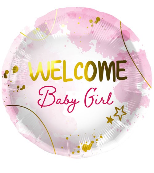 Folienballon "Welcome Baby Girl" - 45 cm