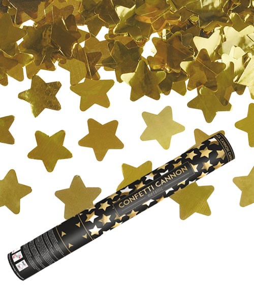 Konfetti-Kanone mit Sternen - gold - 40 cm
