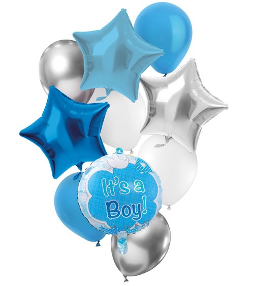 Ballon-Set "It's a Boy" - Farbmix Blau - 10-teilig