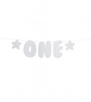 DIY-Girlande "One" - glitter silber - 50 cm