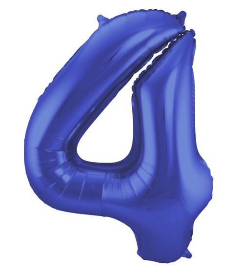 Zahl-Folienballon "4" - matt blau - 86 cm
