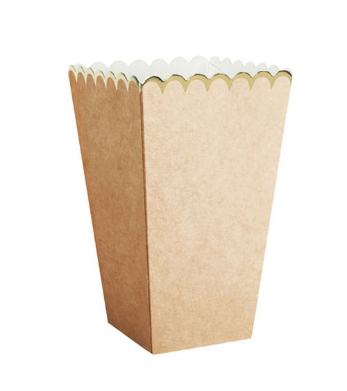 Popcornboxen mit Wellenrand - Kraftpapier, gold - 8 Stück