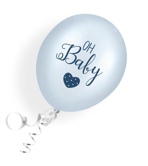 Luftballons "Oh Baby" - blau - 6 Stück