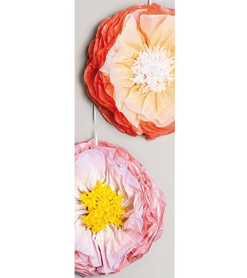 Blumen aus Seidenpapier - rosa, orange - 45 cm - 2 Stück