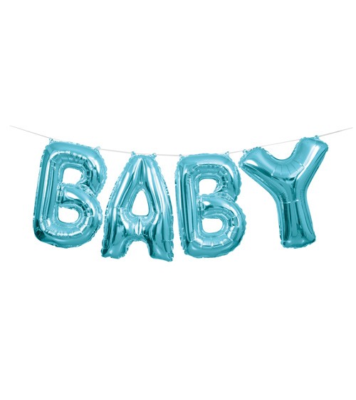Folienballon-Set "BABY" - hellblau - 36 cm