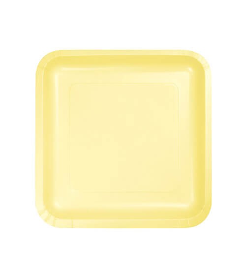Kleine eckige Pappteller - gelb - 18 Stück