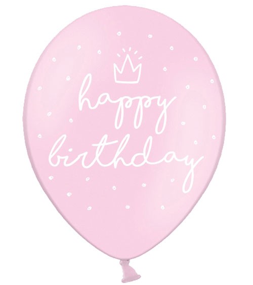 Luftballons "Happy Birthday" - rosa - 6 Stück