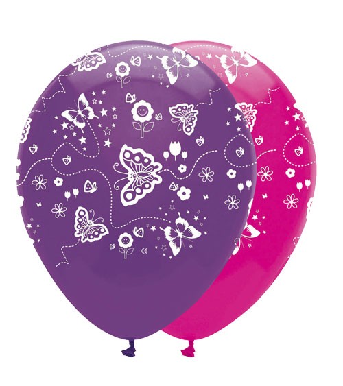 Luftballon-Set "Schmetterlinge" - pink/lila - 6 Stück