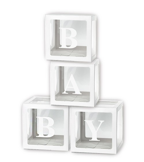 Ballonboxen mit Stickern "Baby" - weiß - 4-teilig