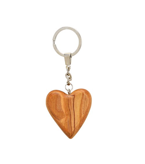 Schlüsselanhänger aus Olivenholz "Herz" - 4,5 x 5 cm