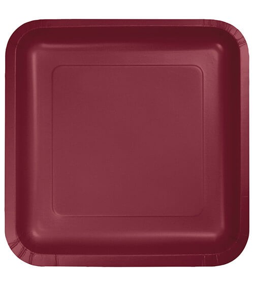 Eckige Pappteller - burgund - 18 Stück