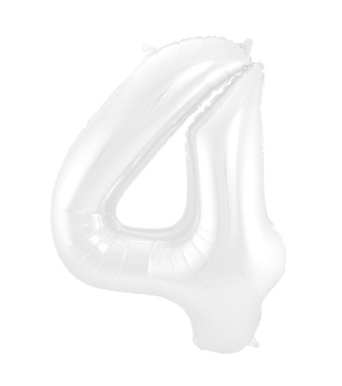 Zahl-Folienballon "4" - matt weiß - 86 cm