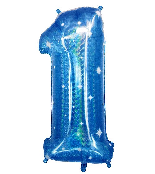 XXL-Zahl-Folienballon "1" - galactic aqua - 101 cm