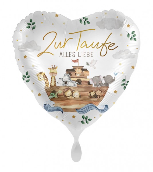 Herz-Folienballon mit Arche "Zur Taufe Alles Liebe"