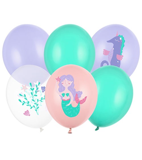 Luftballon-Set "Meerjungfrau" - Pastell - 30 cm - 6-teilig