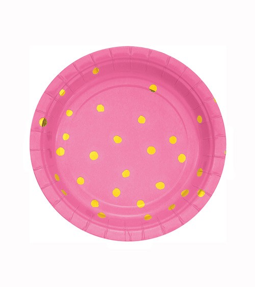 Kleine Pappteller - candy pink/gold - 8 Stück