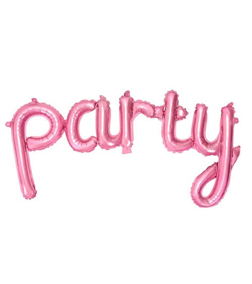 Script-Folienballon "Party" - pink - 80 x 40 cm