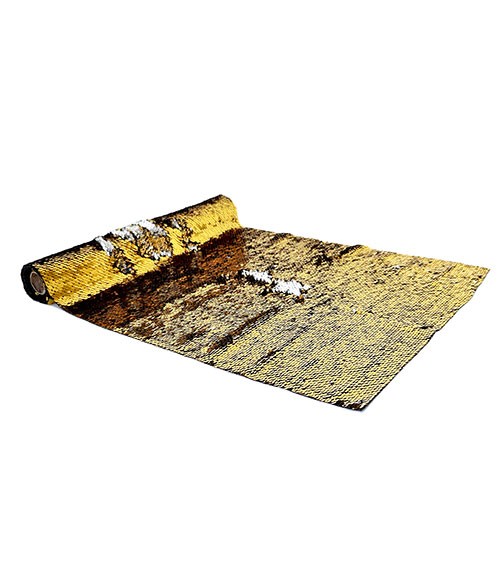 Tischläufer mit Wende-Pailletten - gold & silber - 35 x 125 cm
