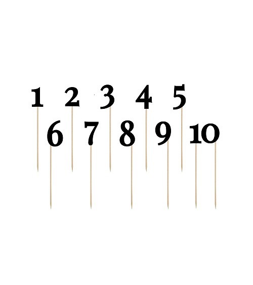 Tischnummern-Stecker aus Papier - schwarz - 1 bis 10