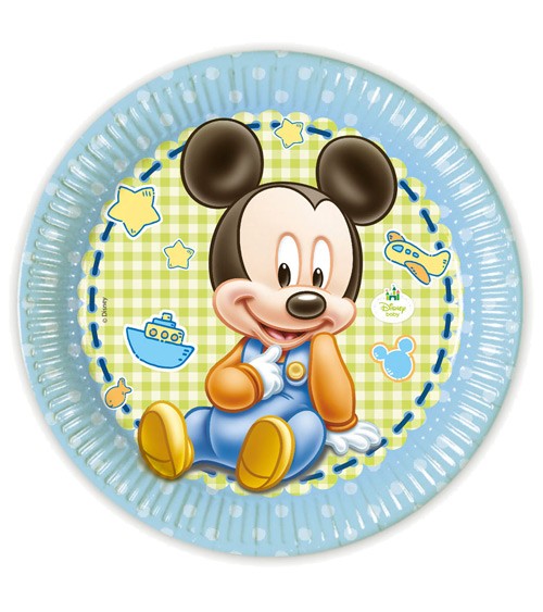 Pappteller "Baby Mickey" - 8 Stück