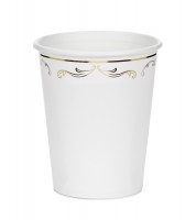Pappbecher mit goldenen Ornamenten - weiß - 6 Stück