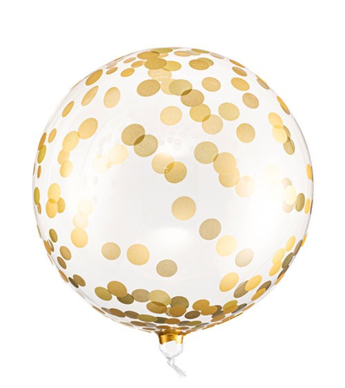 Transparenter Orbz-Ballon mit Punkten - gold - 40 cm