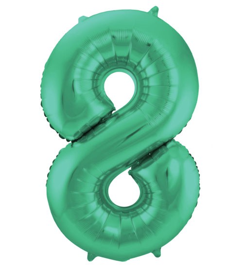 Zahl-Folienballon "8" - matt grün - 86 cm