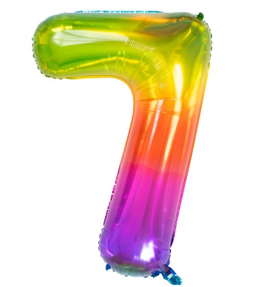 Zahl-Folienballon "7" - Yummy Gummy Rainbow - 86 cm