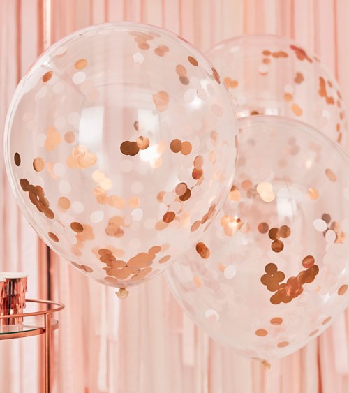Riesenballons mit Konfetti - blush, rosegold - 3 Stück
