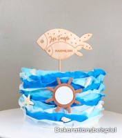 Dein Cake-Topper "Taufe - Fische" aus Holz - Wunschtext