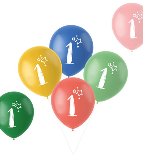 Luftballon-Set "1. Geburtstag" - Retro-Farbmix - 6-teilig