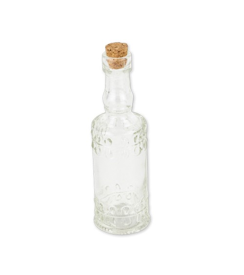 Kleine Vintage-Glasflasche mit Korken - 3,5 x 12 cm