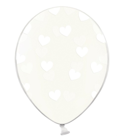 Luftballons "Weiße Herzen" - transparent - 6 Stück