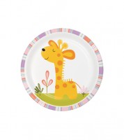 Kleine Pappteller "Tierfreunde" - Giraffenbaby - 8 Stück