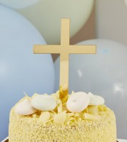 Cake-Topper aus Acryl "Goldenes Kreuz"