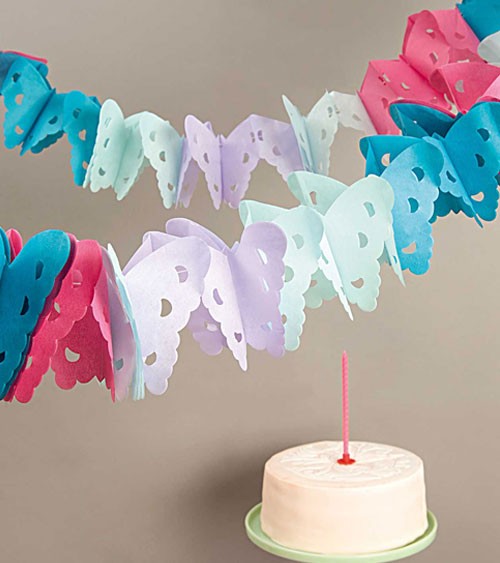 Papiergirlande "Schmetterling" - Farbmix - 6 m