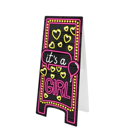 Aufsteller "It's a girl!" - Neon - 58 x 27,5 cm